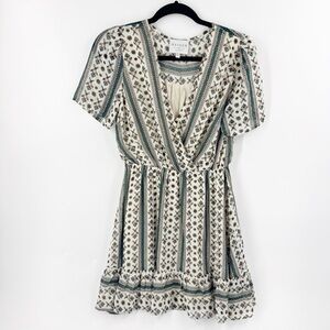 ✅ Hayden LA Women's Vintage Flare Dress‎ SIZE SMALL CREAM/GREEN/BROWN